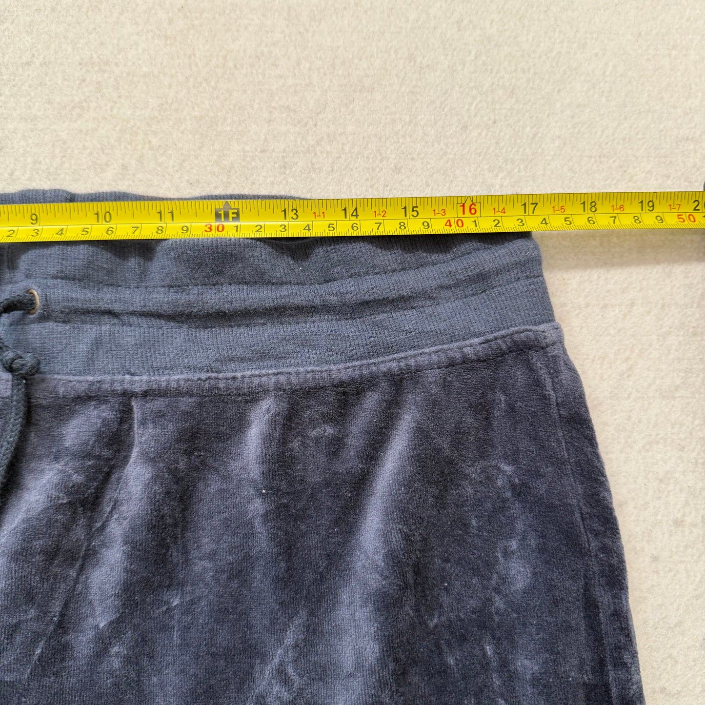 Juicy Couture Women's Navy Velour Flared Wide Leg Track Pant Loungewear Size XL