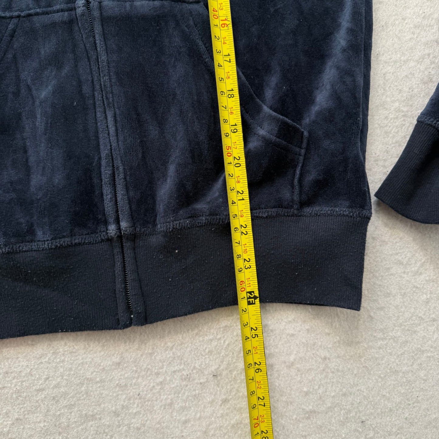 Vtg Juicy Couture Women's Navy Velour Tracksuit Set Hoodie & Flare Pant Size S/P
