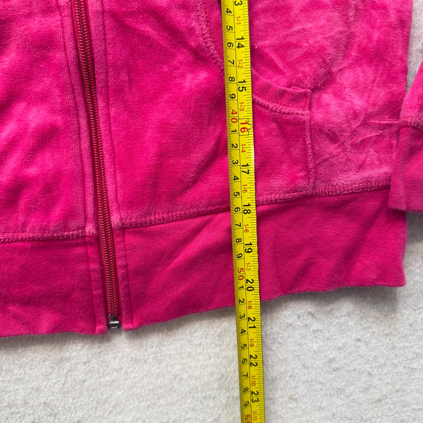Juicy Couture Women Dark Hot Pink Velour Zip-Up Hoodie Loungewear Pockets Size M