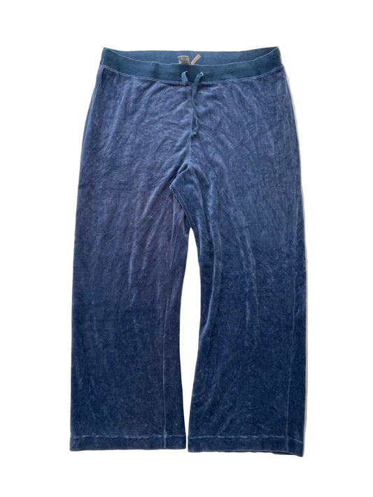 Vintage Juicy Couture Blue Drawstring Flare Velour Pants Size L