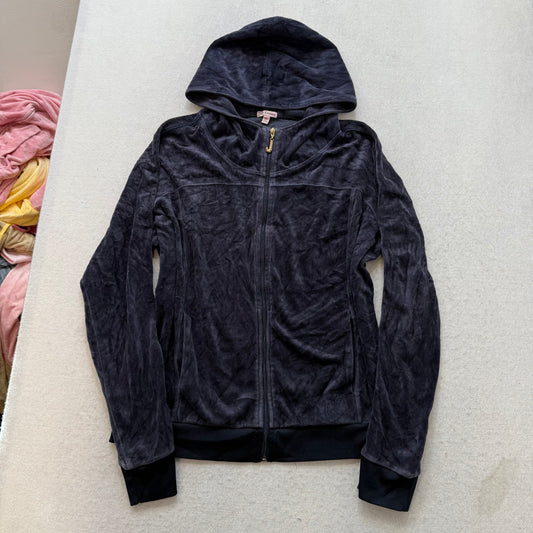 Juicy Couture navy Velour Tracksuit Set Hoodie & Drawstring Pants Size XL/M