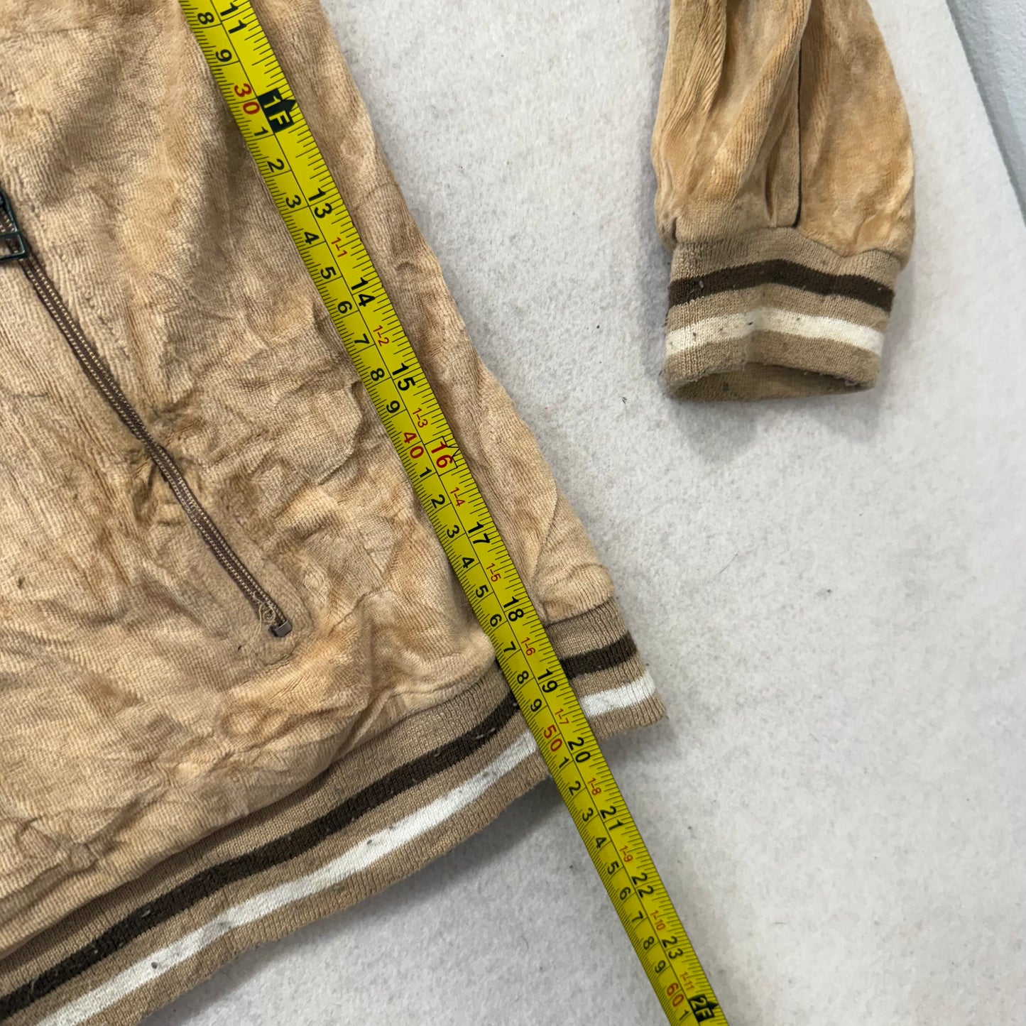 Baby Phat Women's Beige Velour Zip Up Hoodie Zip Front Pockets Logo Y2K Size XL