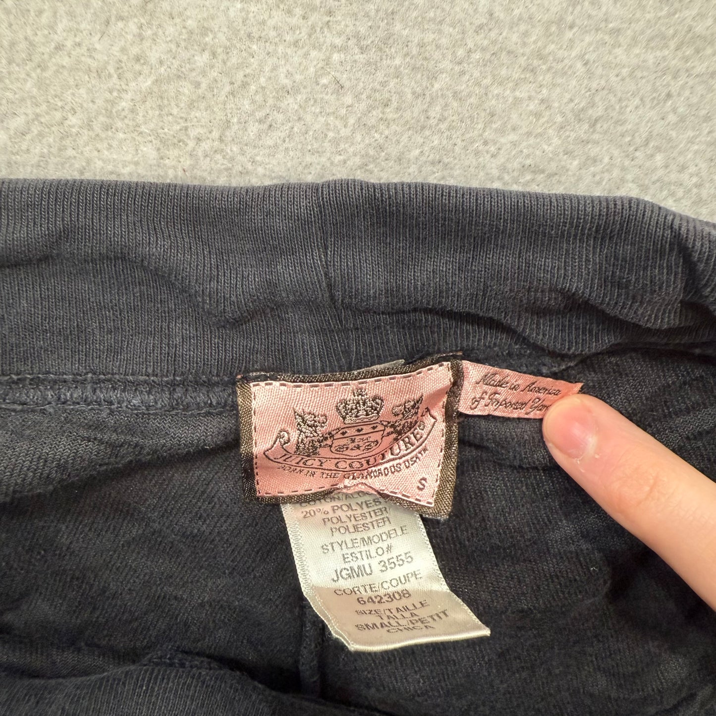 Vintage Juicy Couture Black Terrycloth Flared Track Pant Rhinestones Logo Size S