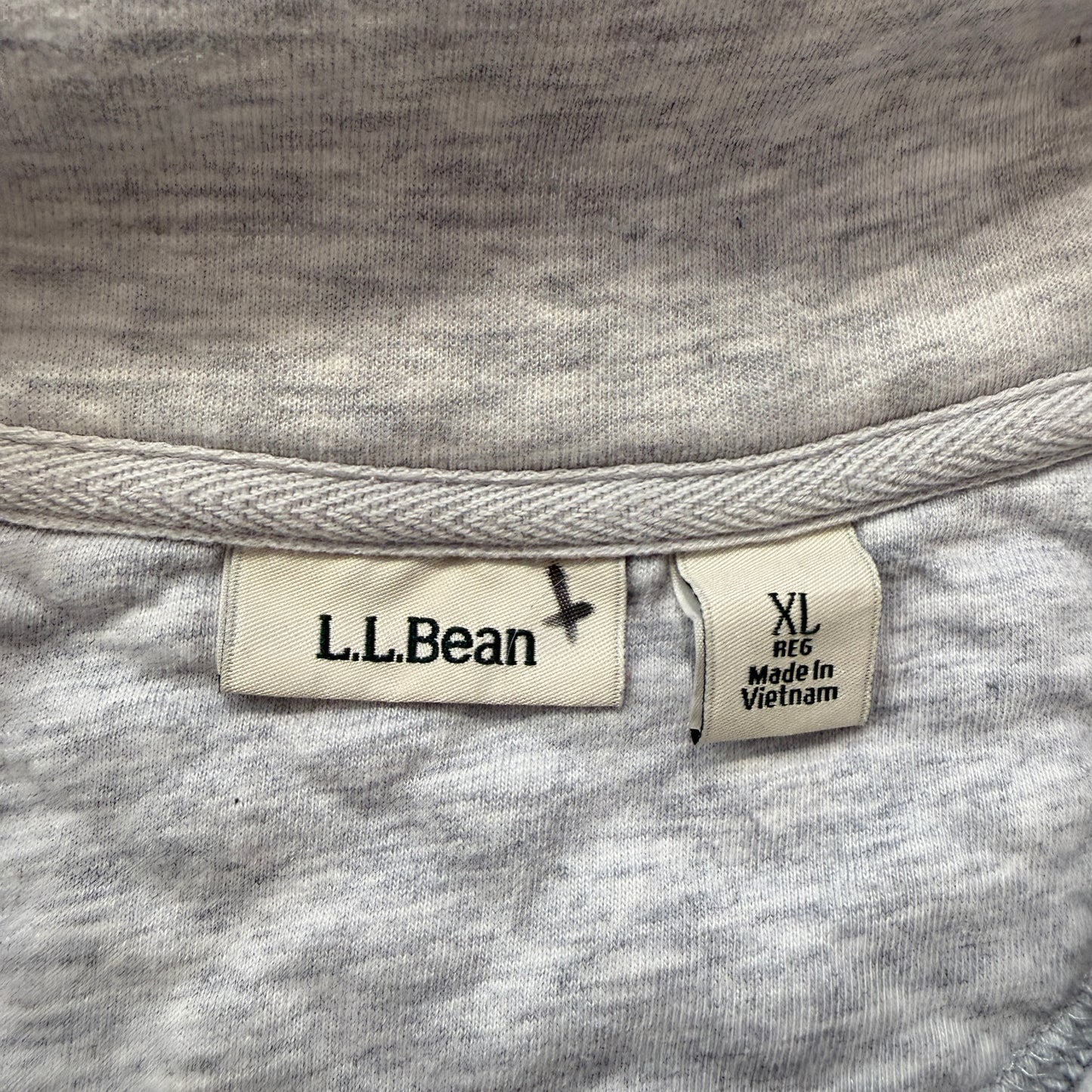 L.L.Bean Women's Grey Quilted Quarter Zip Pullover Sweatshirt Pockets Size XL