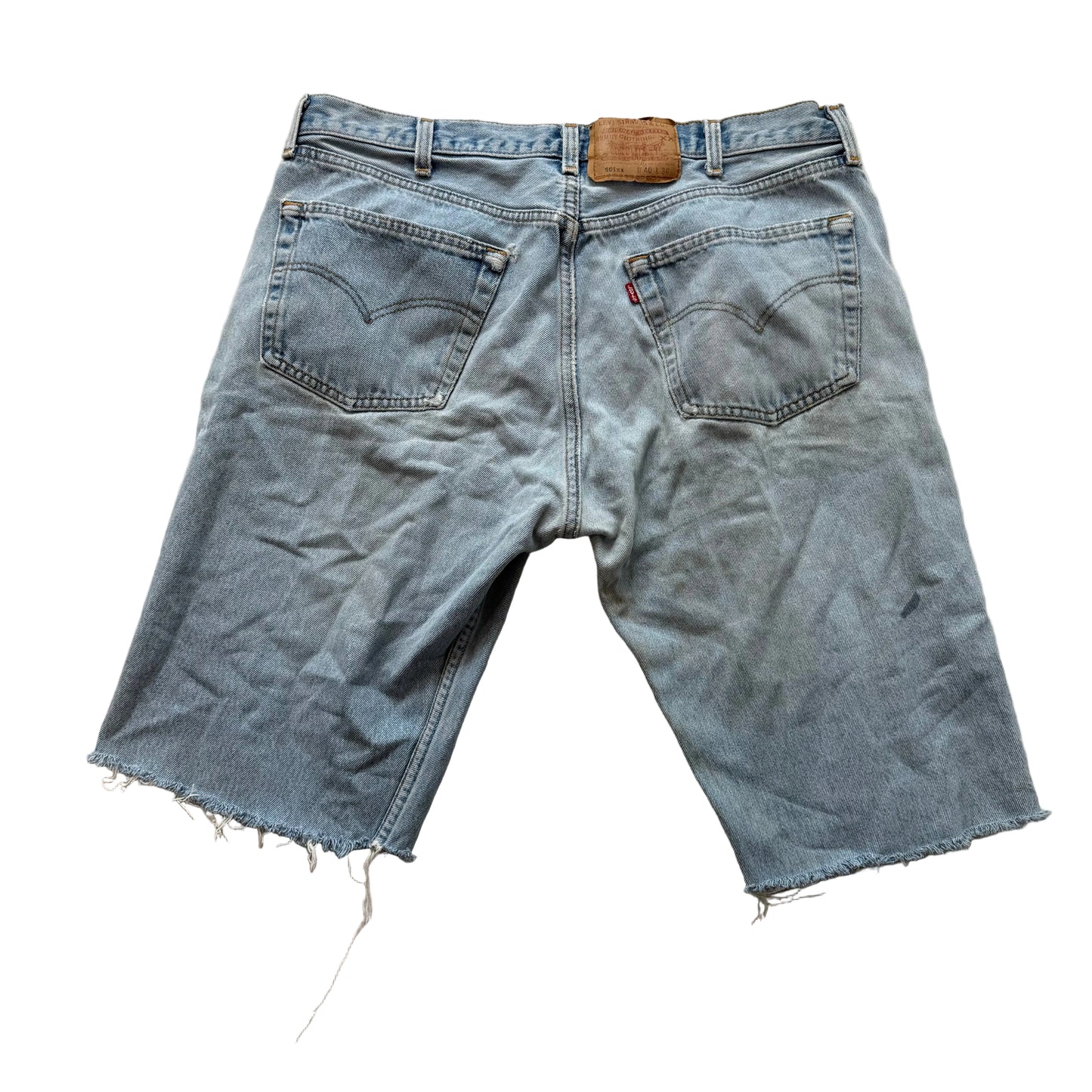 Levi's Strauss & Co Mens Blue Denim Cut-Off Shorts Button Fly Frayed Hem Size 40