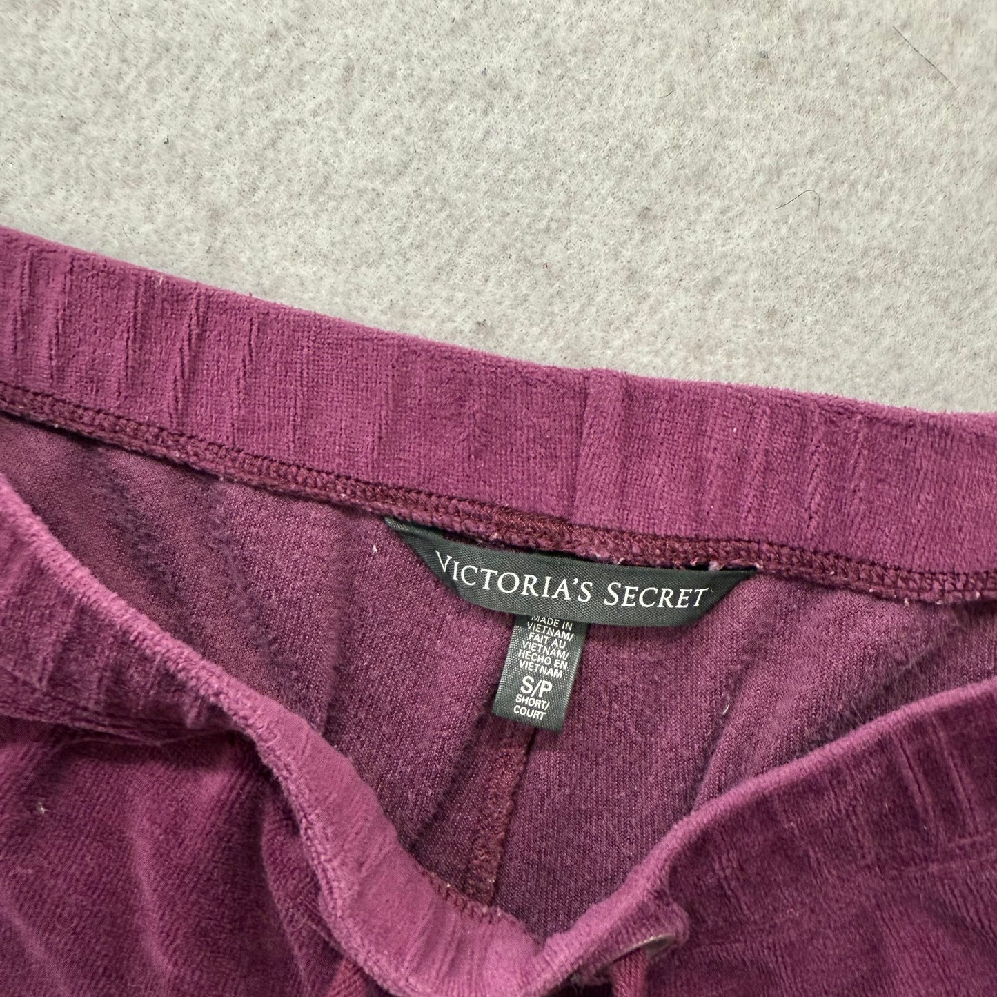 Victoria's Secret Women's Plum Velour Flared Track Pant Back Flap Pockets Size S