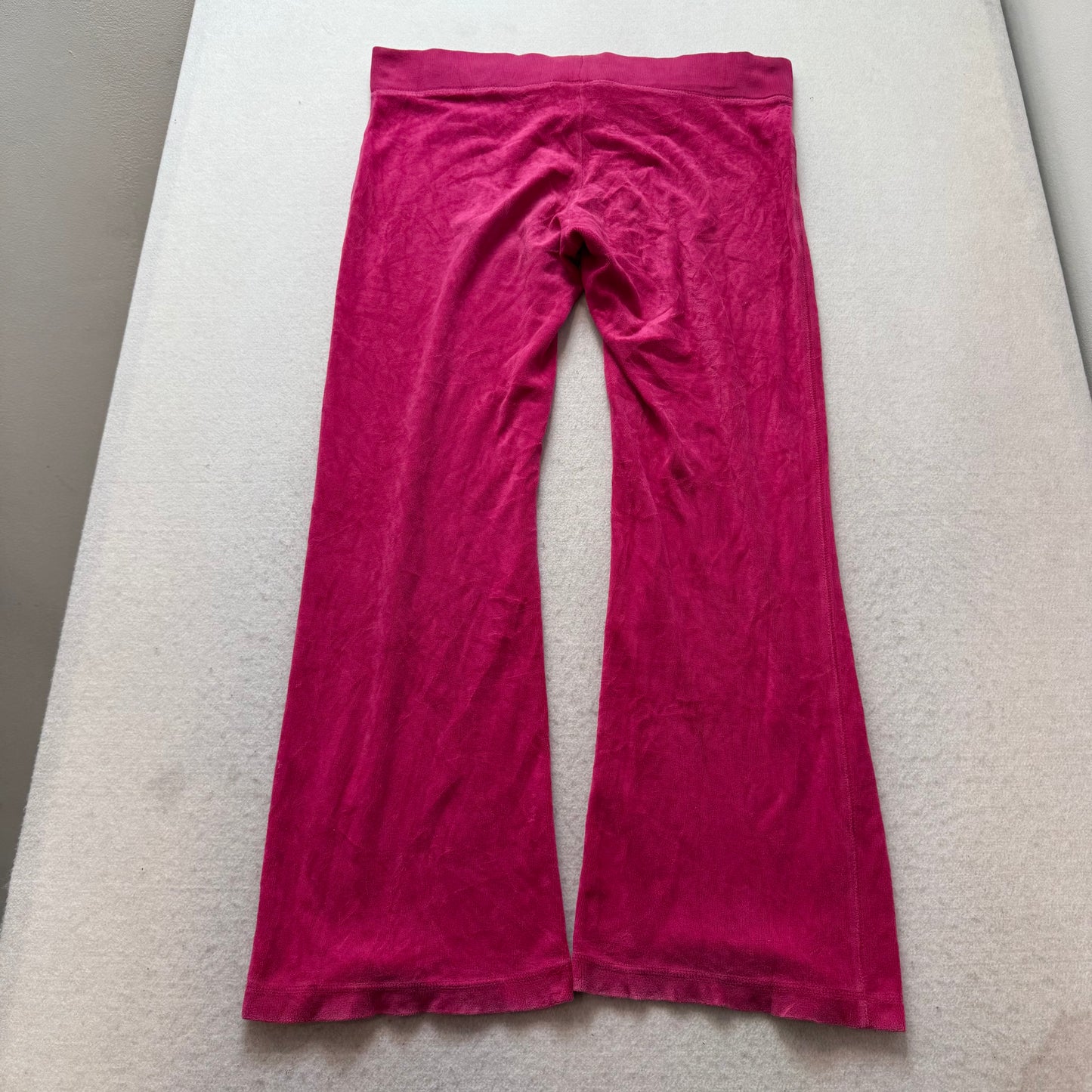 Juicy Couture Women's Hot Pink Velour Flare Leg Track Pant Drawstring Y2K Size M