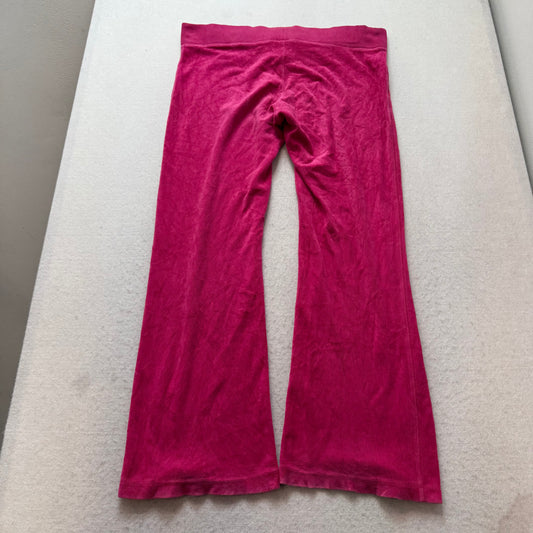 Juicy Couture Women's Hot Pink Velour Flare Leg Track Pant Drawstring Y2K Size M