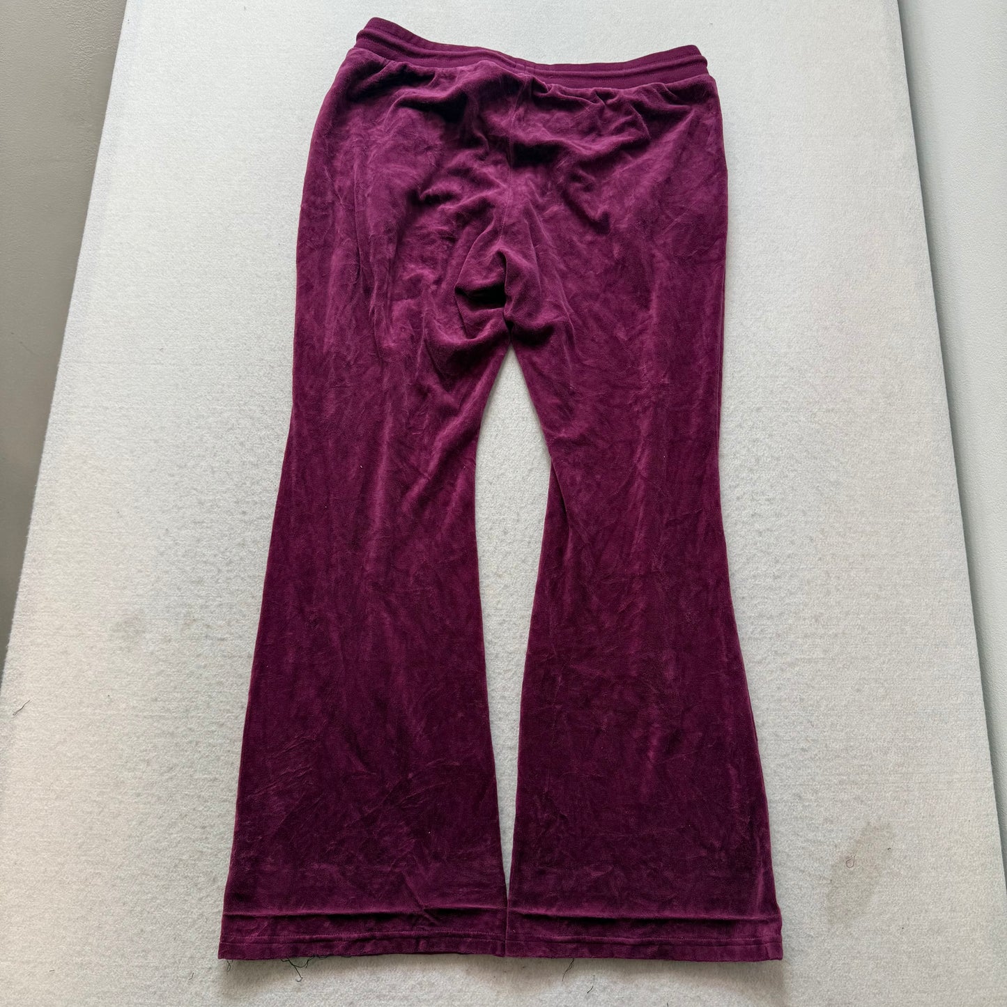 Vintage Juicy Couture Women's Plum Velour Wide Leg Flared Track Pants Y2K Size L