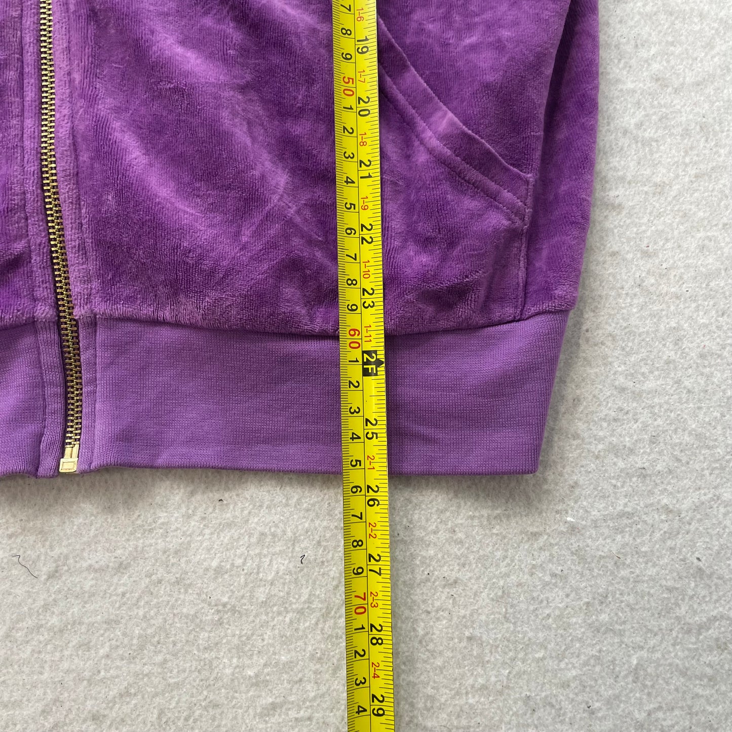Juicy Couture Women's Purple Velour Zip-Up Hoodie Y2k Drawstring Pockets Size XL