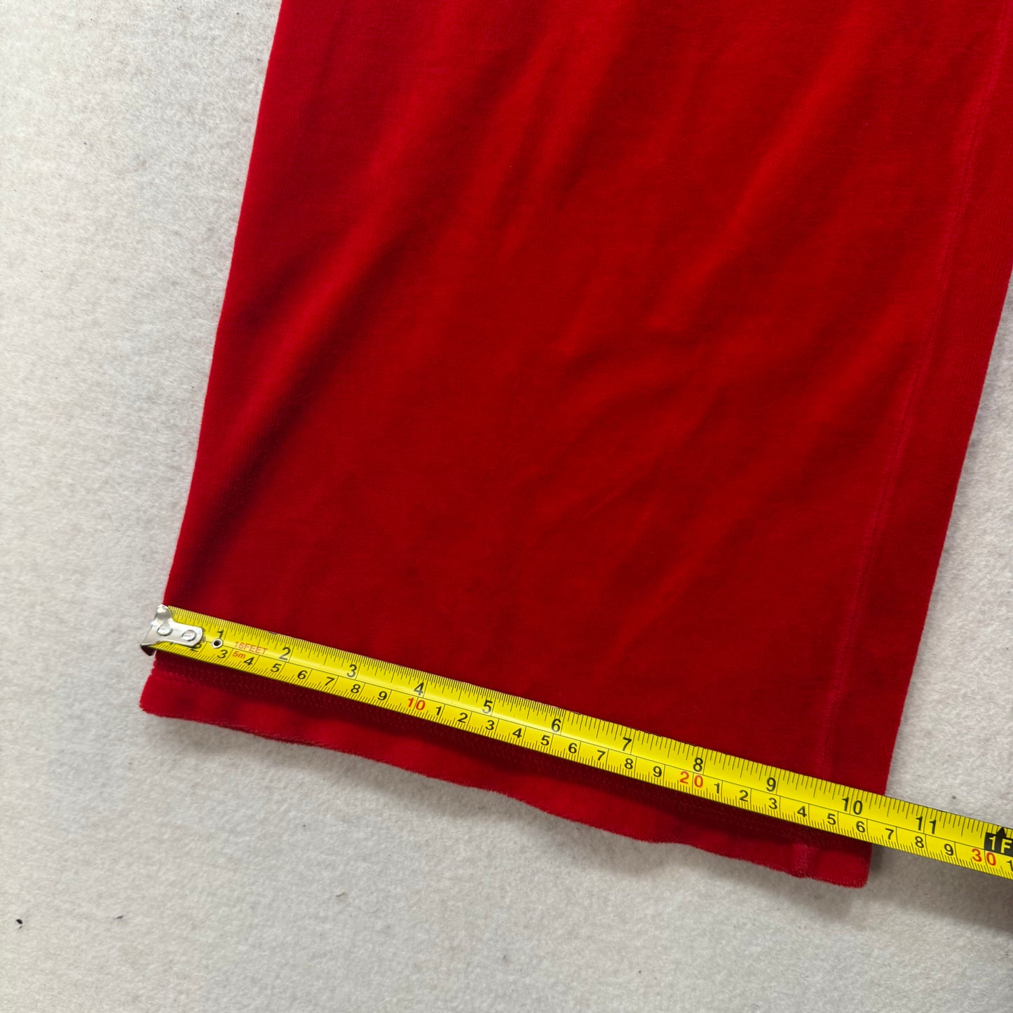 2003 Vintage Juicy Couture Women's Cherry Red Velour Flared Track Pant Size L