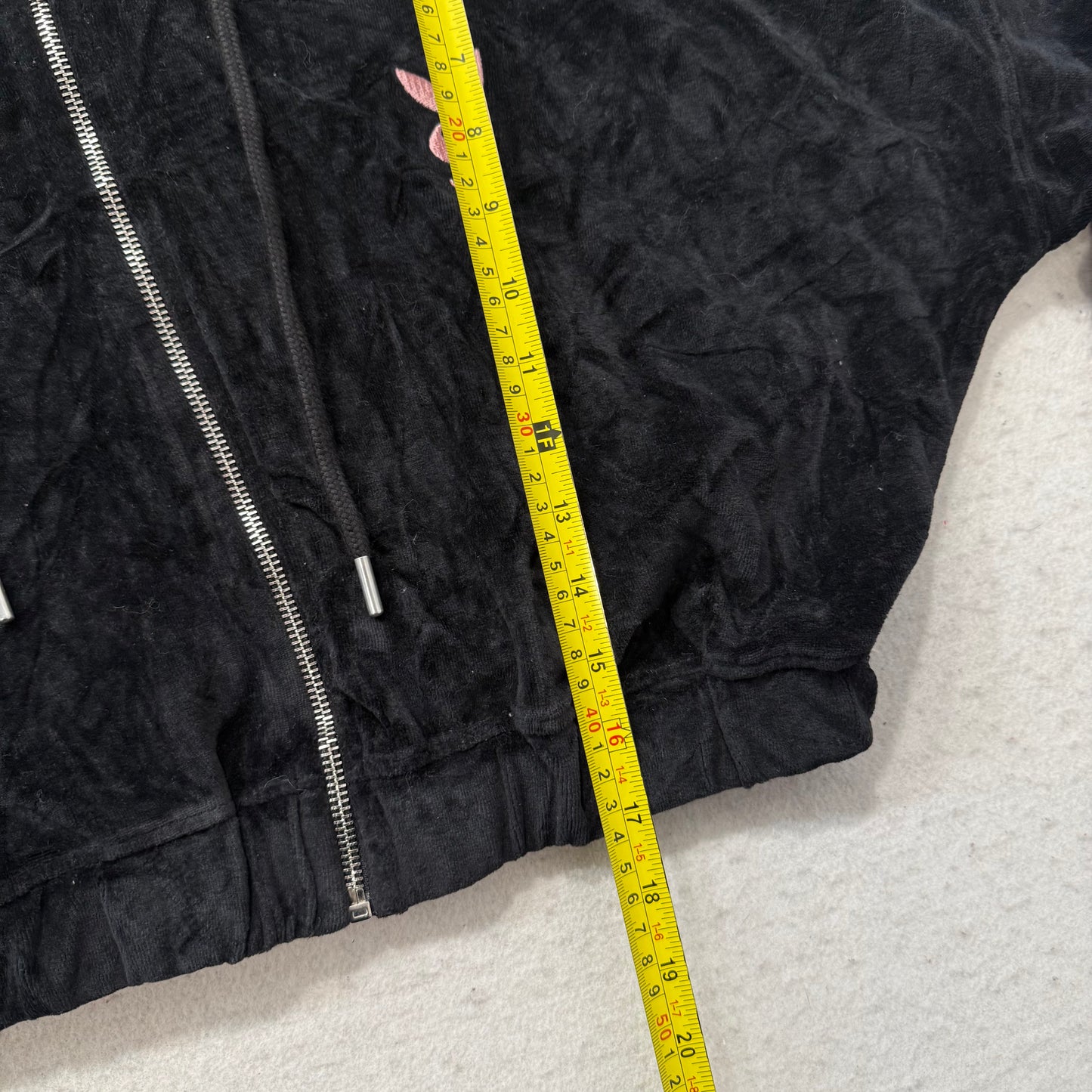 Playboy x Missguided Women Black Velour Zip-Up Cropped Hoodie Bunny Logo Size 16