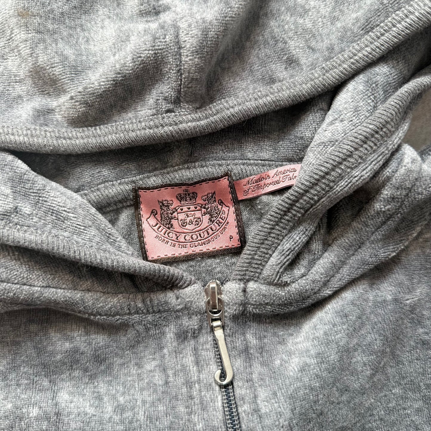 Juicy Couture Scottie Dogs Women's Gray Velour Hoodie Embroidered Rhinestone - P