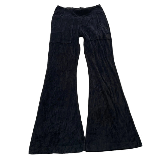 Juicy Couture Women Black Velour Flared Leg Track Pants Back Flap Pockets Size P