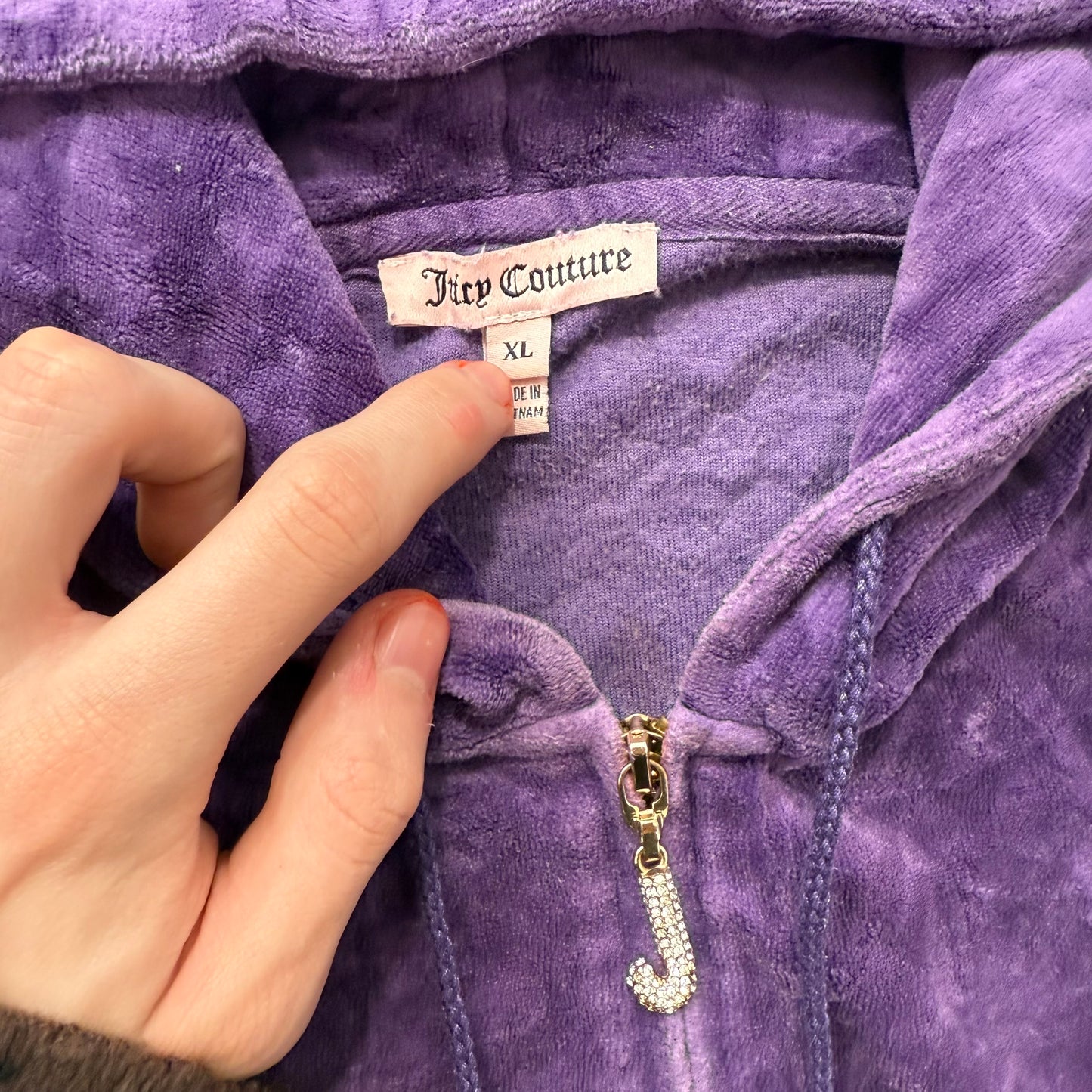 Juicy Couture Women's Purple Velour Zip Up Hoodie Loungewear Preppy Y2K Size XL