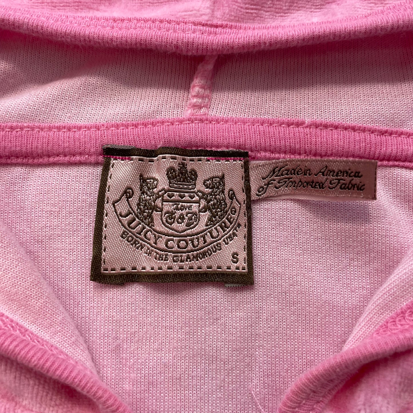 Vintage Juicy Couture Women's Pink Velour Zip-Up Hoodie Loungewear Pocket Size S