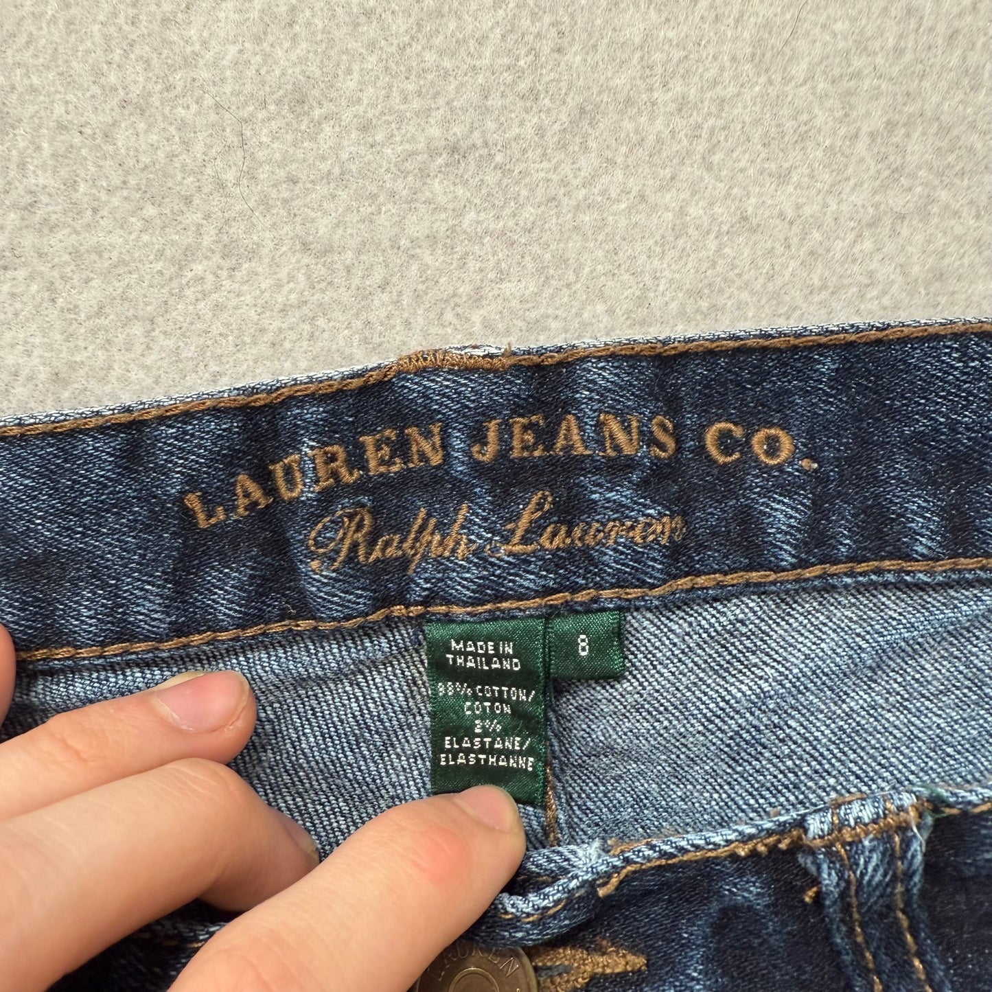 Ralph Lauren Men's Dark Wash Blue Denim Straight Cut Jeans Stretch Size 8