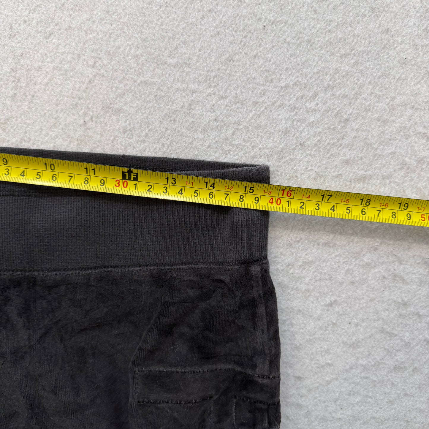 PINK Victoria’s Secret Women Black Velour Flared Track Pant Elastic Waist Size M