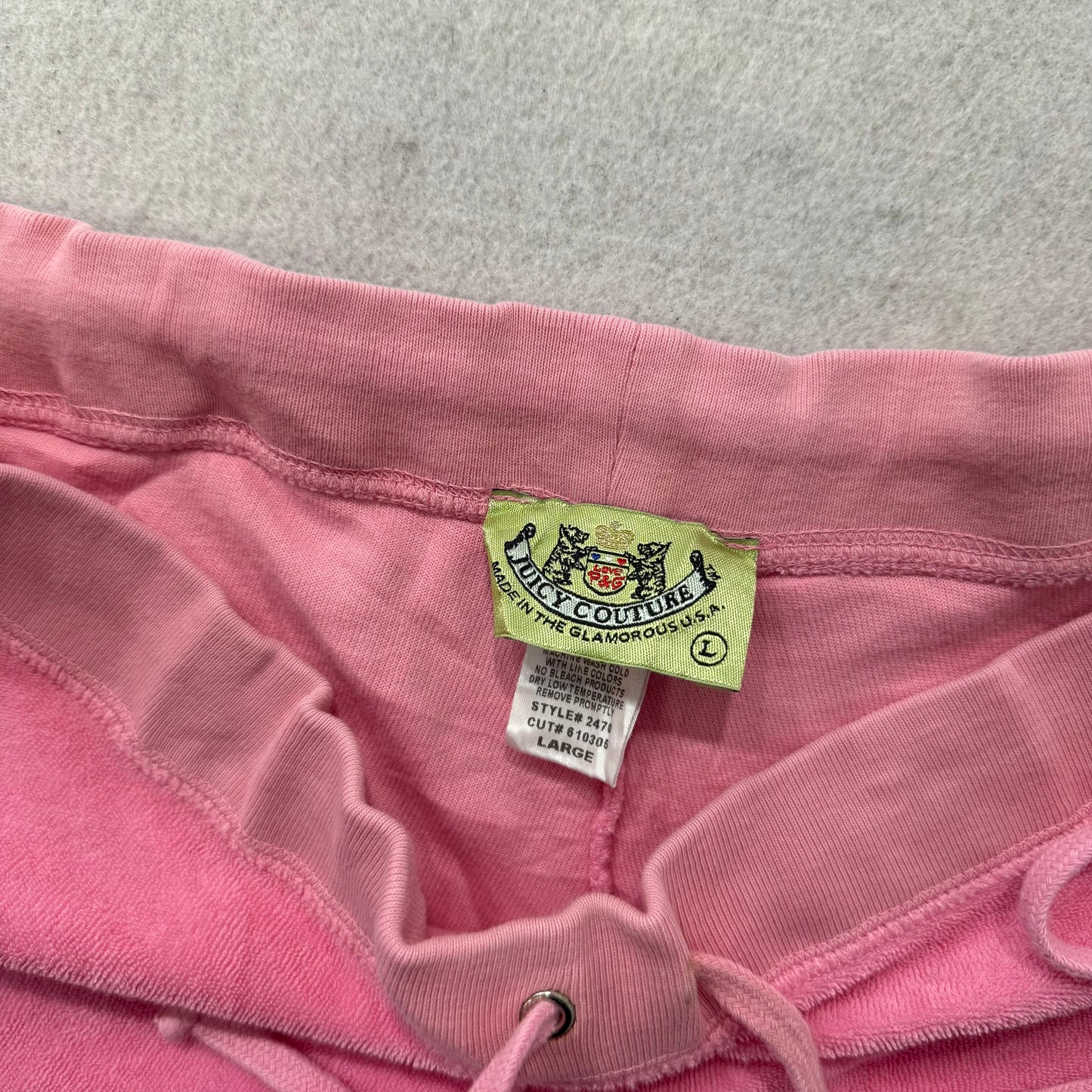 2003 Vintage Juicy Couture Women's Pink Terry Cloth Flared Track Pant Y2k Size L
