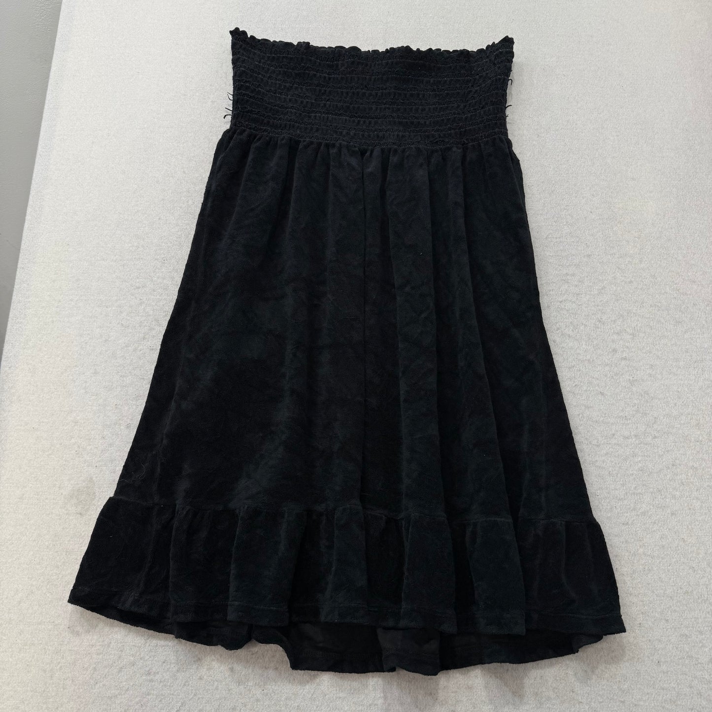 RARE Juicy Couture Juicy Prep Women Black Terry Cloth Smocked Tube Dress Size XL