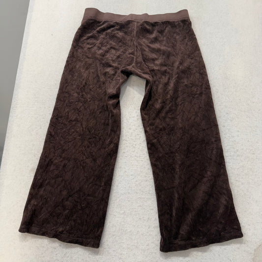Juicy Couture Women's Brown Terry Cloth Wide Leg Capris Pant Drawstring Size M