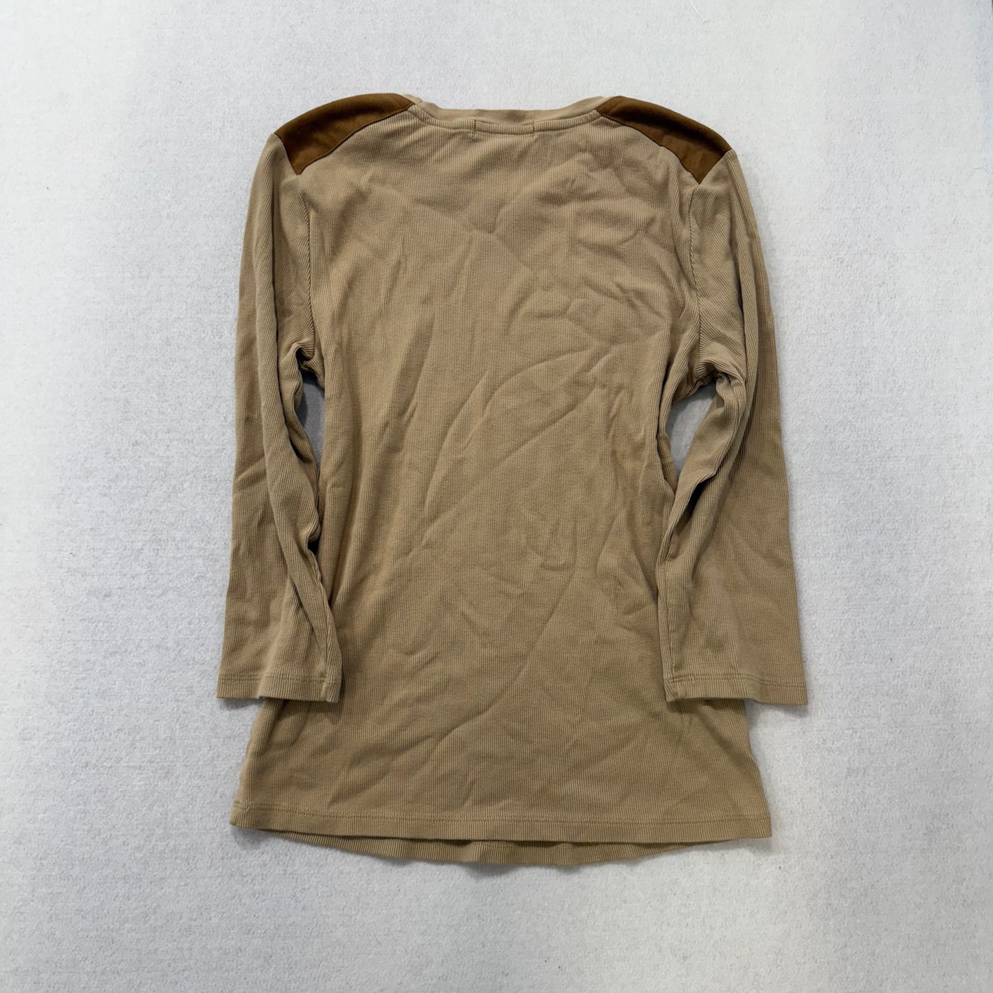Ralph Lauren lace-detail tan long sleeve top