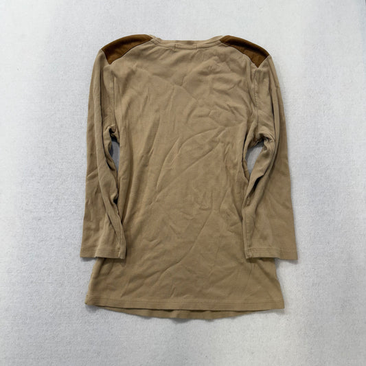 Ralph Lauren lace-detail tan long sleeve top