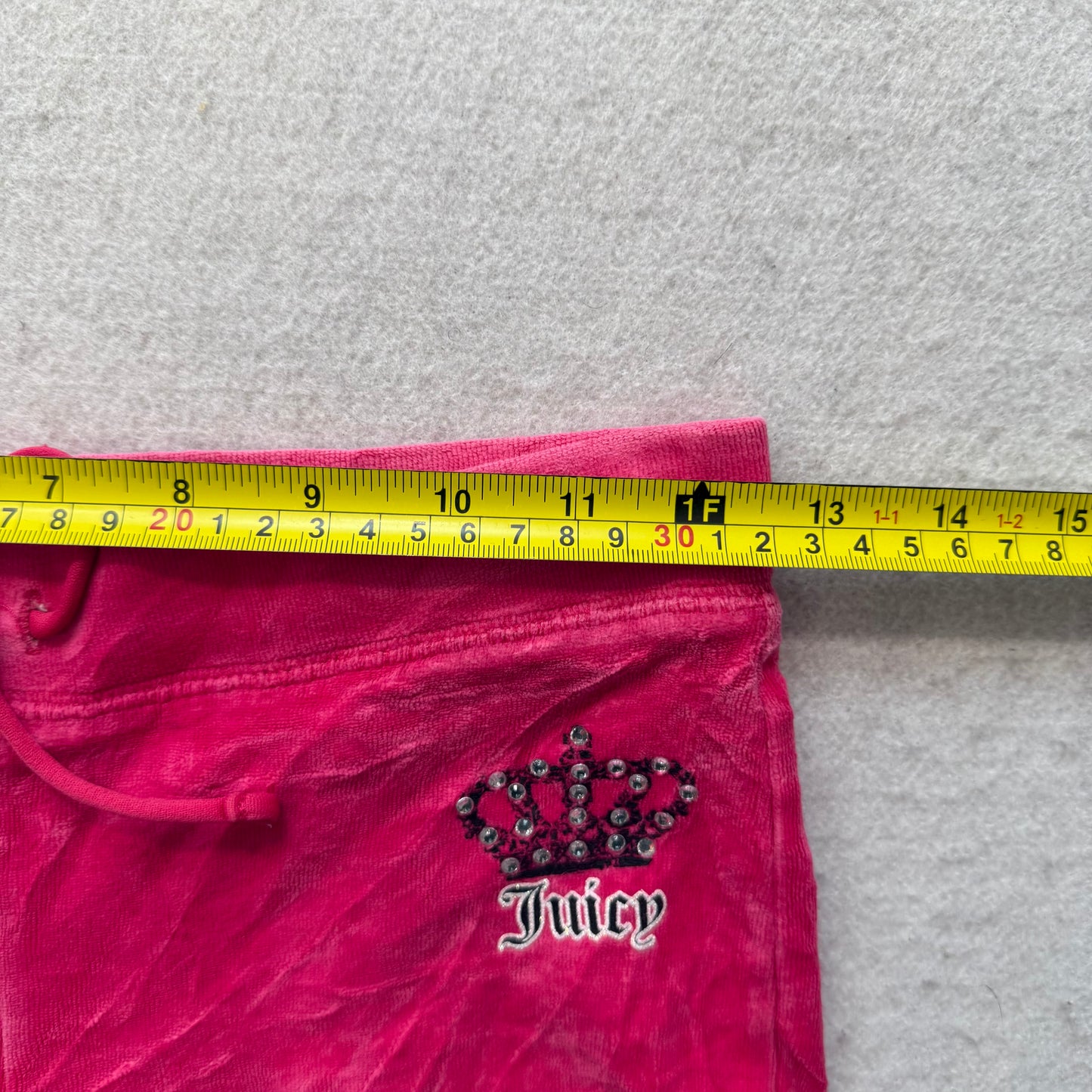 Juicy Couture Women's Cerise Pink Flared Track Pant Rhinestone Crown Logo Size S
