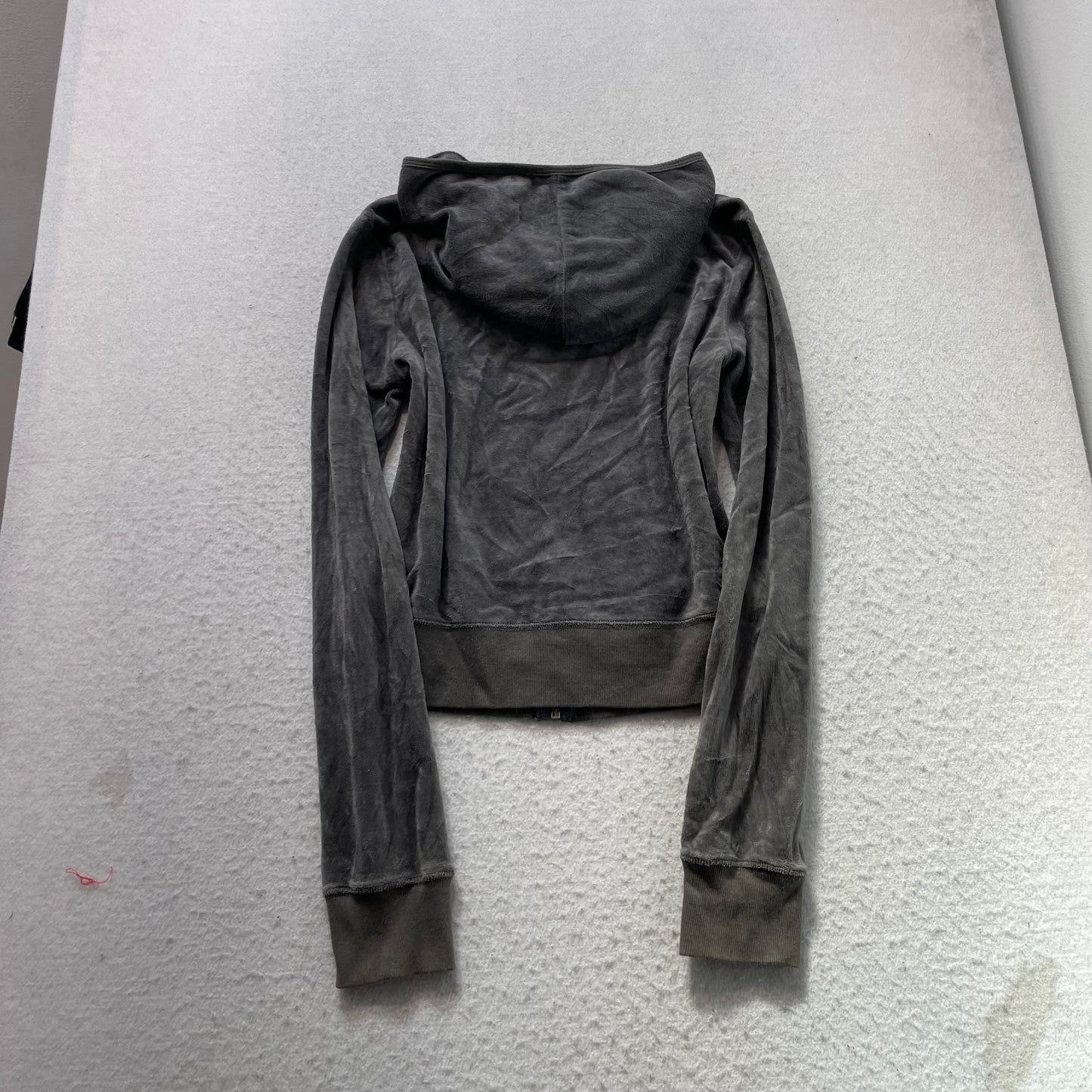 Vintage Juicy Couture Women's Charcoal Gray Velour Zip-Up Hoodie Streetwear - S