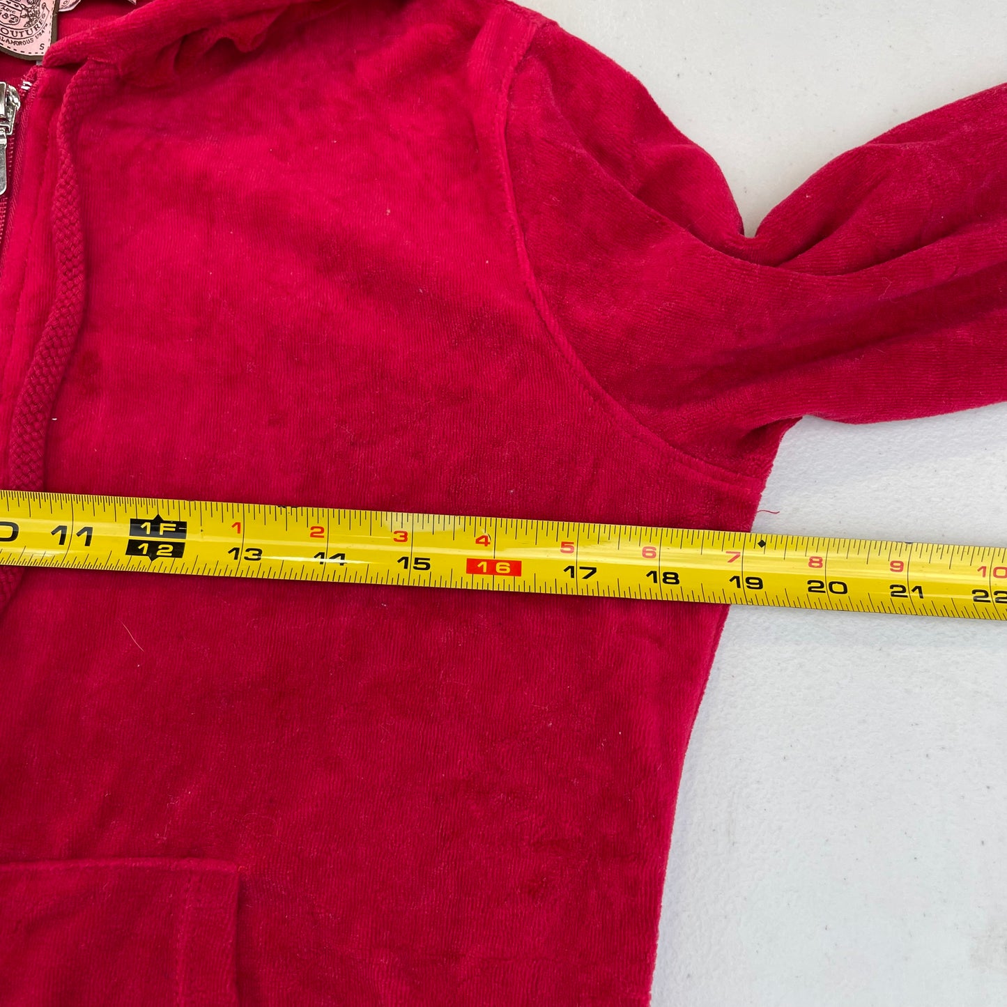 Vintage Juicy Couture Women Dark Red Velour Zip-Up Hoodie Drawstring Y2k Size S