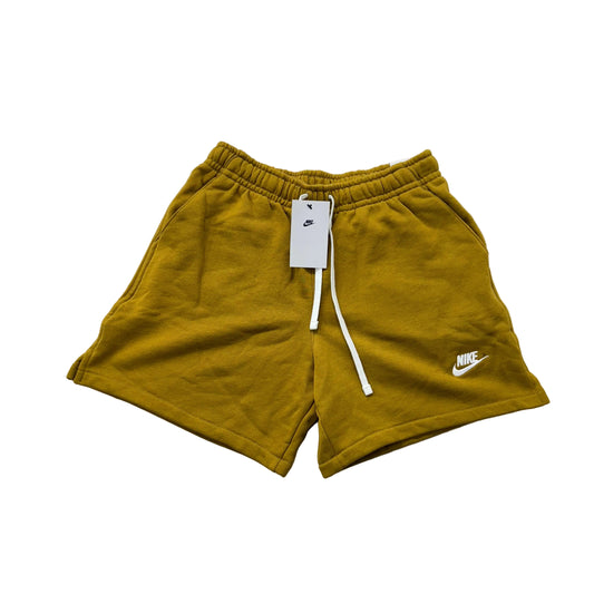 Nike Mustard Yellow Terry Cloth Drawstring Shorts Back Pocket