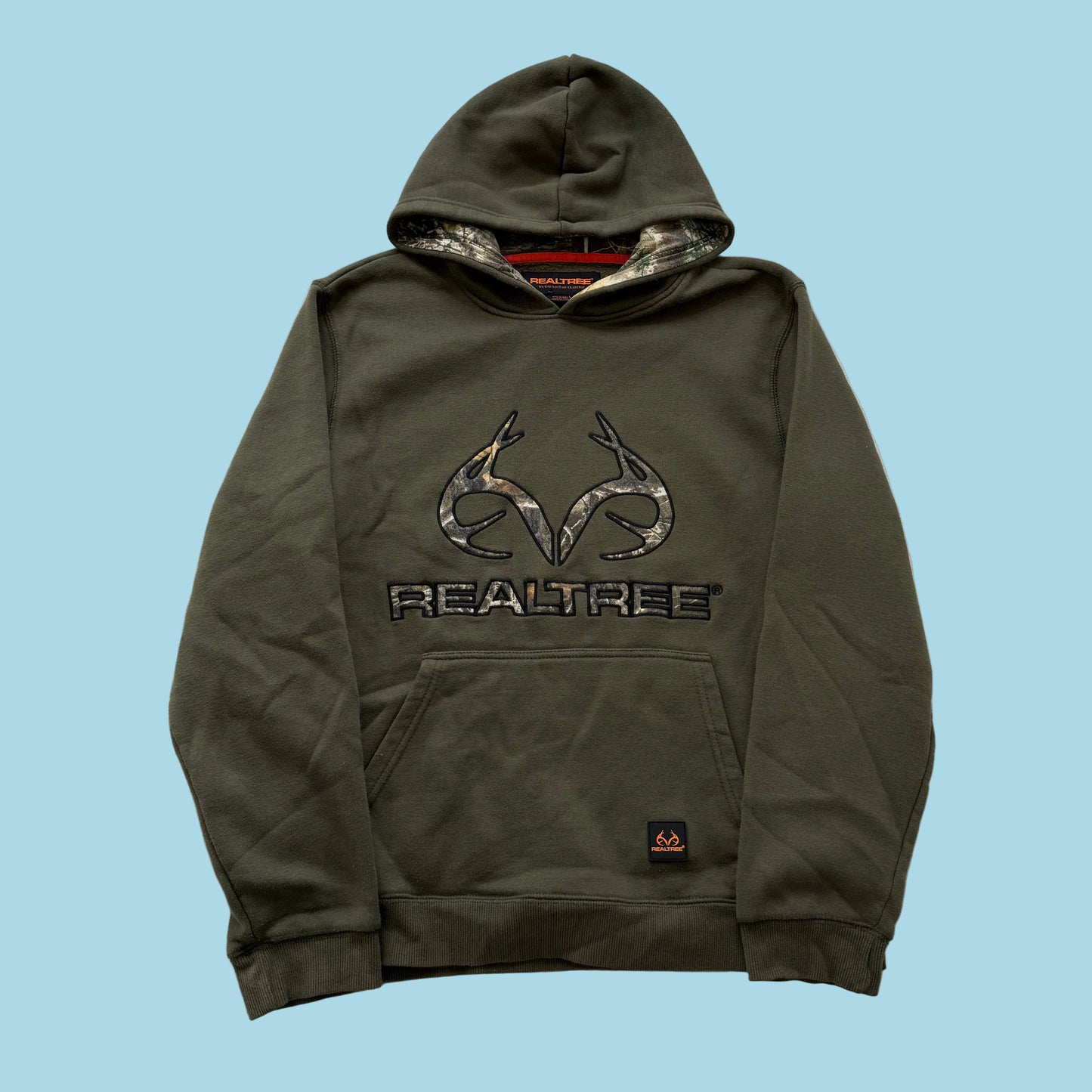 Realtree by Boston Traders Men's Olive Green Camo Hoodie Lined Pullover Size L