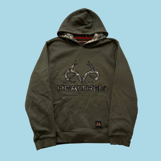 Realtree by Boston Traders Men's Olive Green Camo Hoodie Lined Pullover Size L