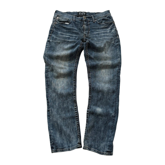 Salvage Havoc Men's Blue Denim Jeans Straight Slim-Fit Pocket Buckle Size W33