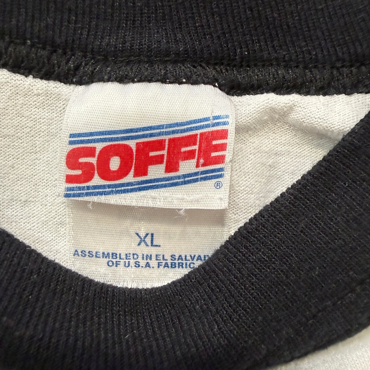 Vintage Soffe Mens Black White Pullover Baseball Shirt 3/4 Raglan Sleeve Size XL