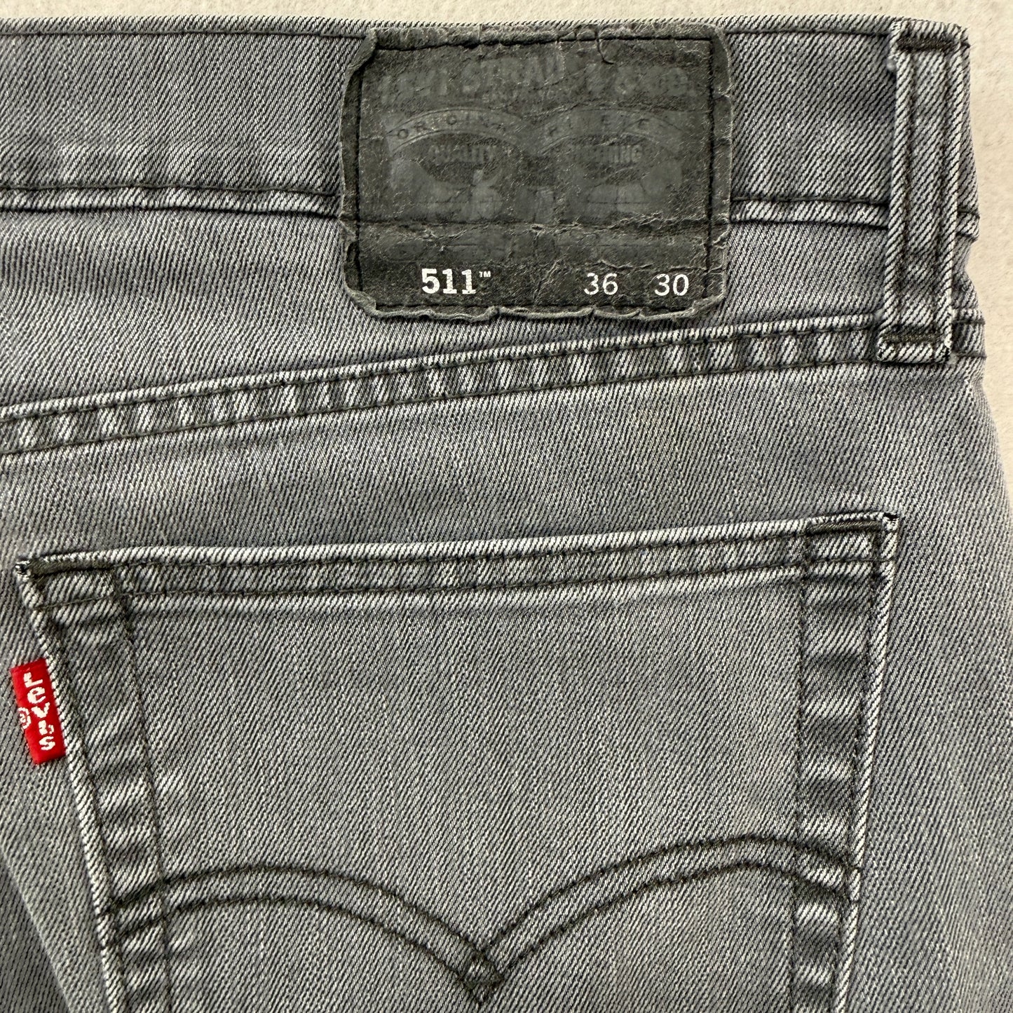 Levi's 511 Men's Grey Straight Fit Denim Jeans Pocket Classic Y2K Size 36x30