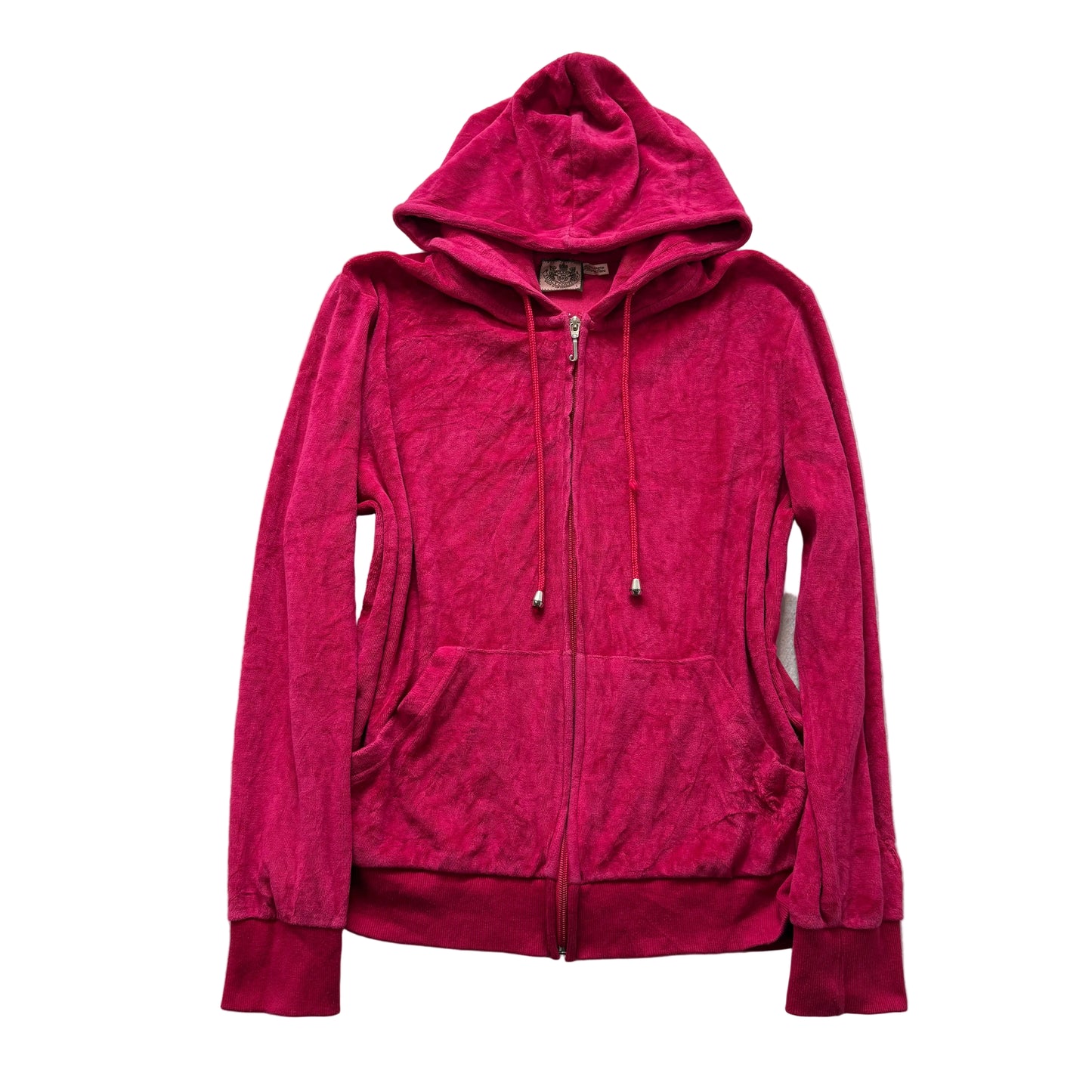 Vintage Juicy Couture Women's Hot Pink Velour Full Zip Hoodie Loungewear Size L