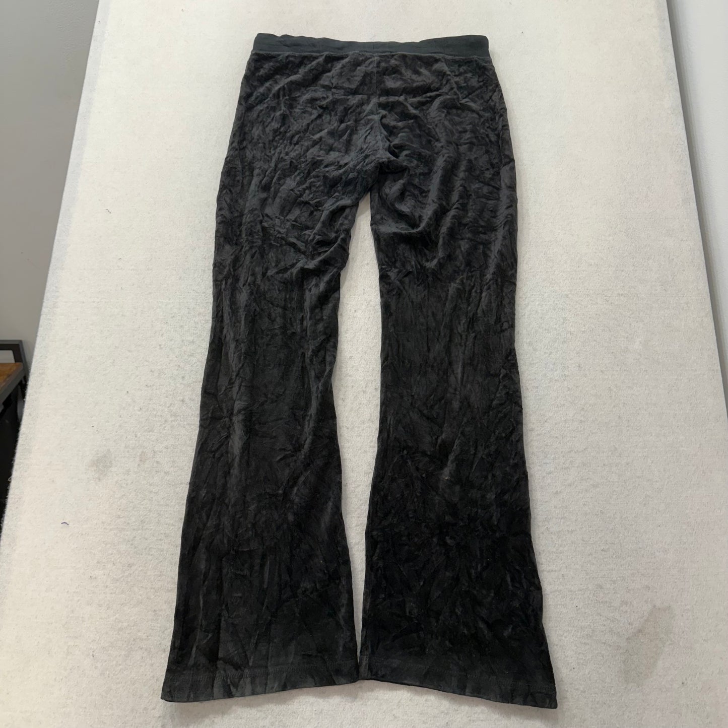Juicy Couture Women's Faded Black Velour Flared Track Pant Low Rise Y2K Size M