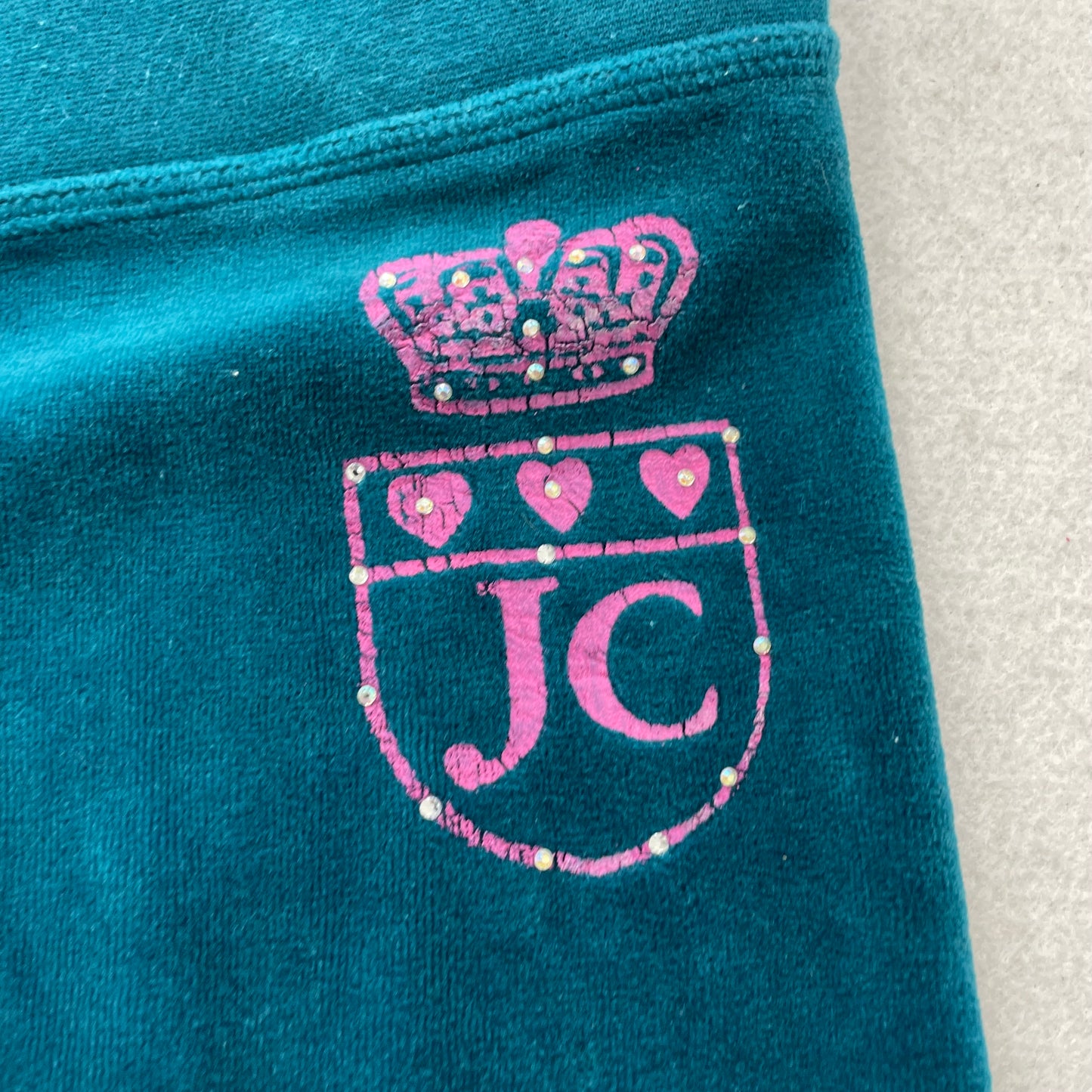 Juicy Couture Women's Dark Teal Velour Flared Leg Track Pant Drawstring Size W32