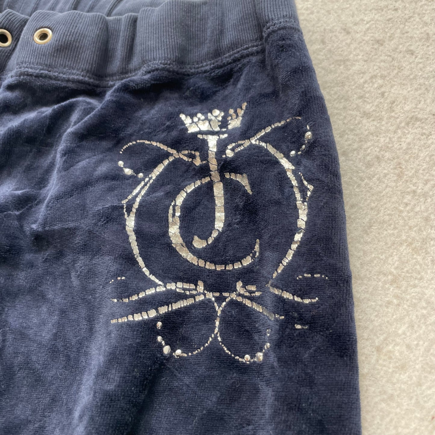 Juicy Couture Women's Navy Velour Flared Track Pant Elastic Waist Y2k Size W24