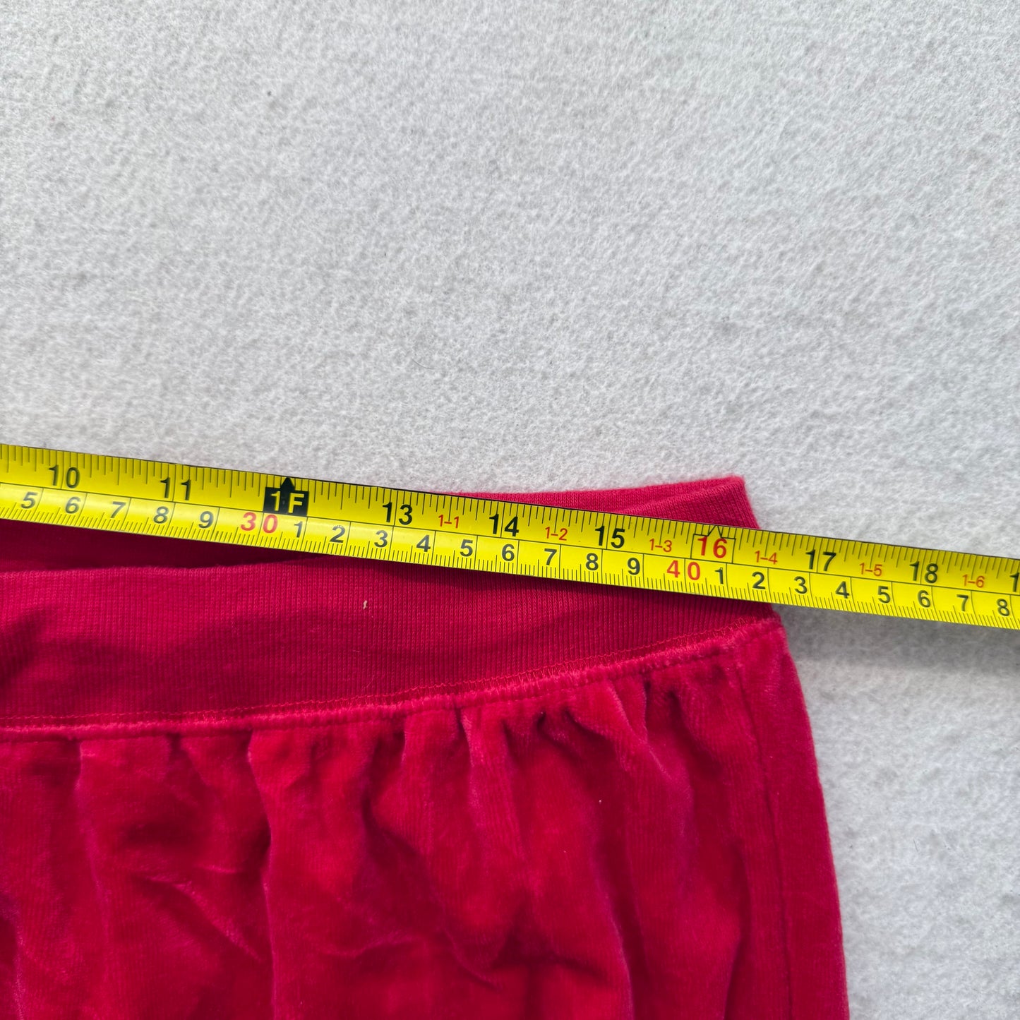 Juicy Couture Women Red Velour Tracksuit Set Zip-Up Hoodie & Flared Pant Size XL