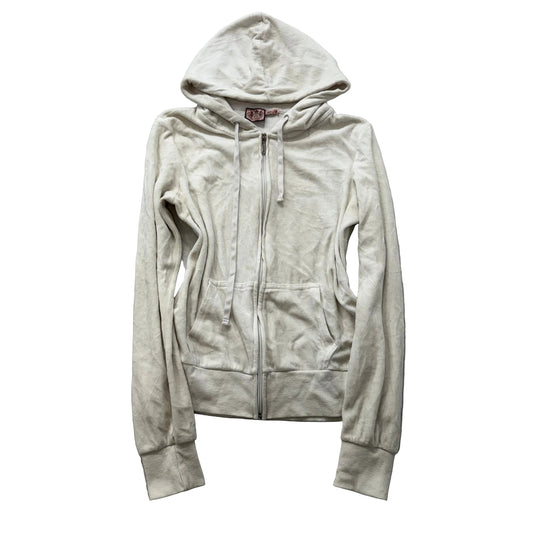 Juicy Couture Women's White Velour Zip Up Hoodie Loungewear Preppy Y2k Size M