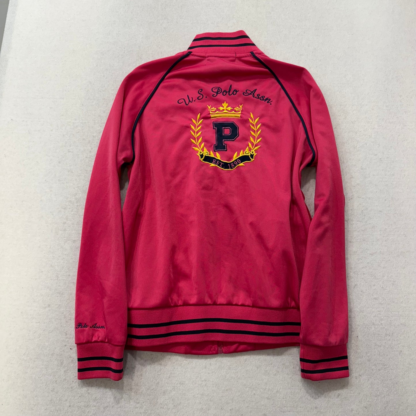 U.S. Polo Assn. Women's Hot Pink Full Zip Track Jacket Embroidered Logo Size L
