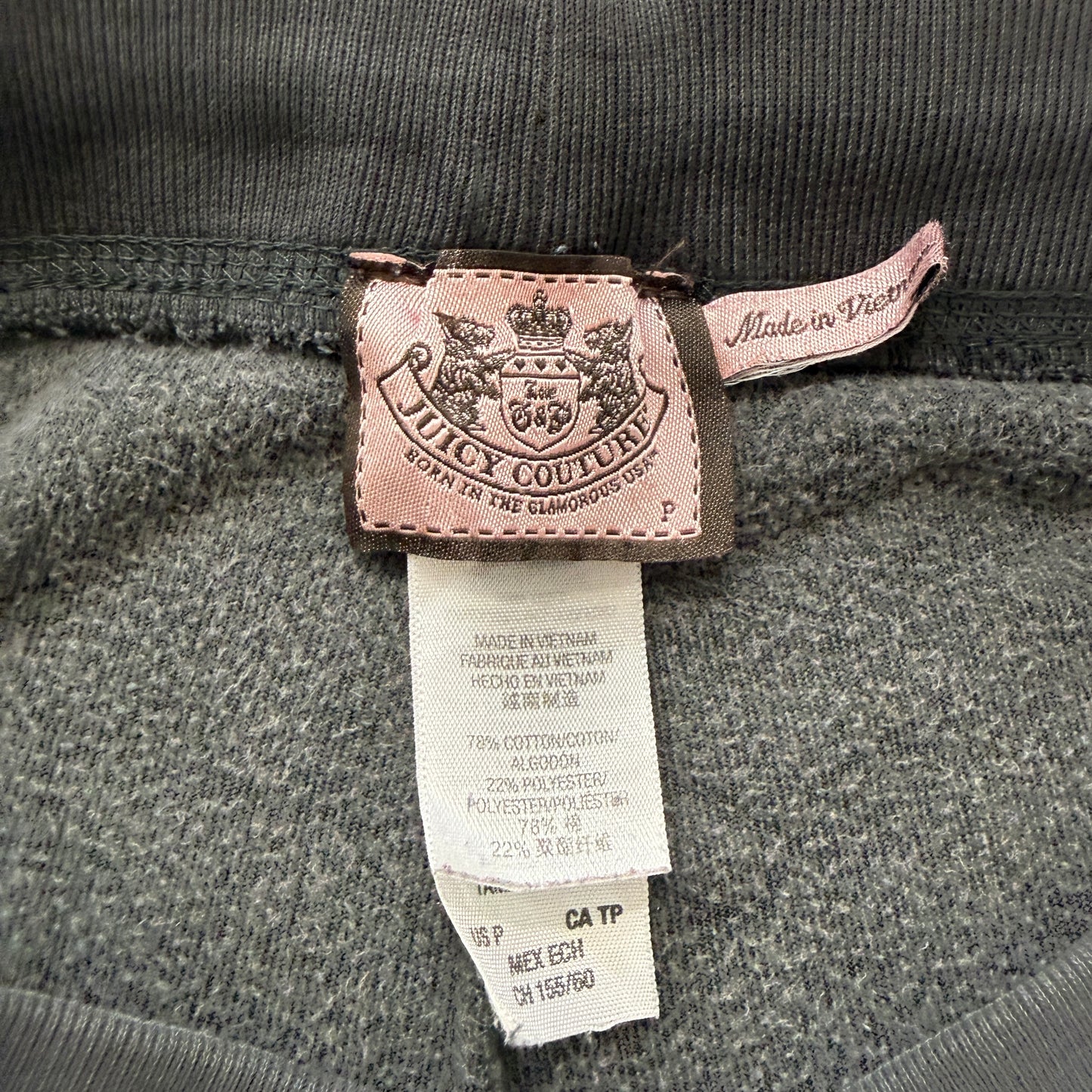 Juicy Couture Women's Charcoal Gray Velour Flared Track Pants Drawstring Size P