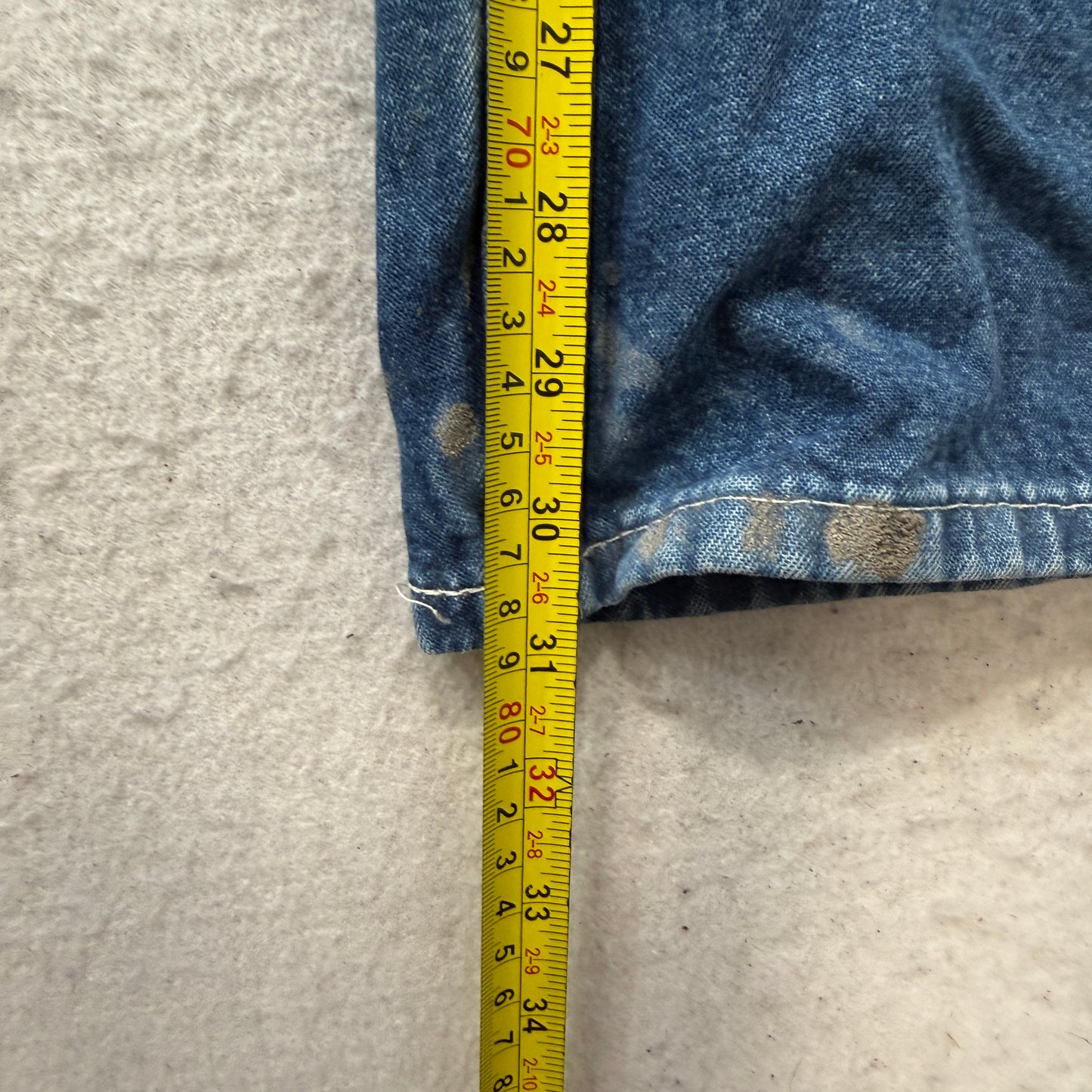 Carhartt Men's Blue Denim Carpenter Jeans Dungaree Fit Pockets Logo Size 36x32