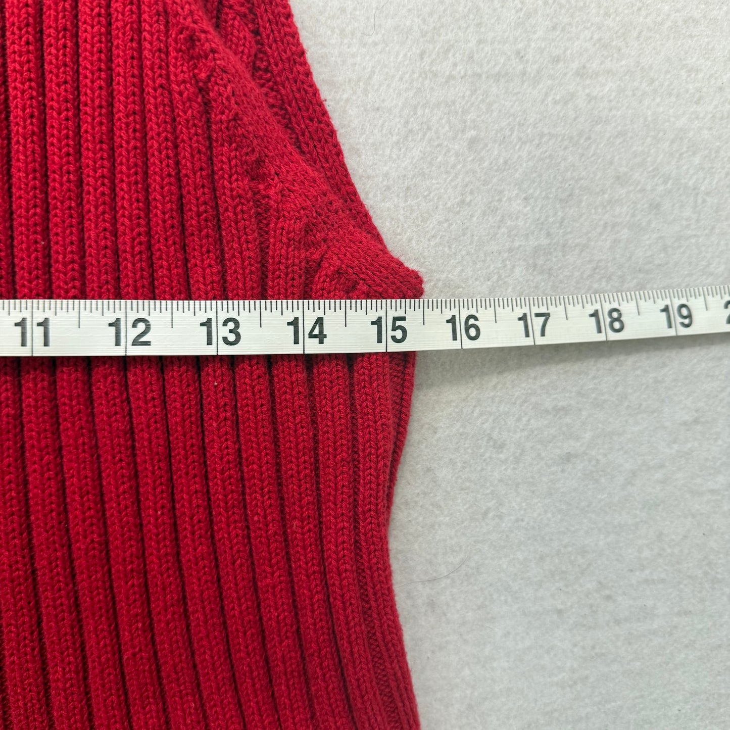 J.G. Hook Red 100% Cotton Full Zip Vest Round Neck Made in Russia Size L
