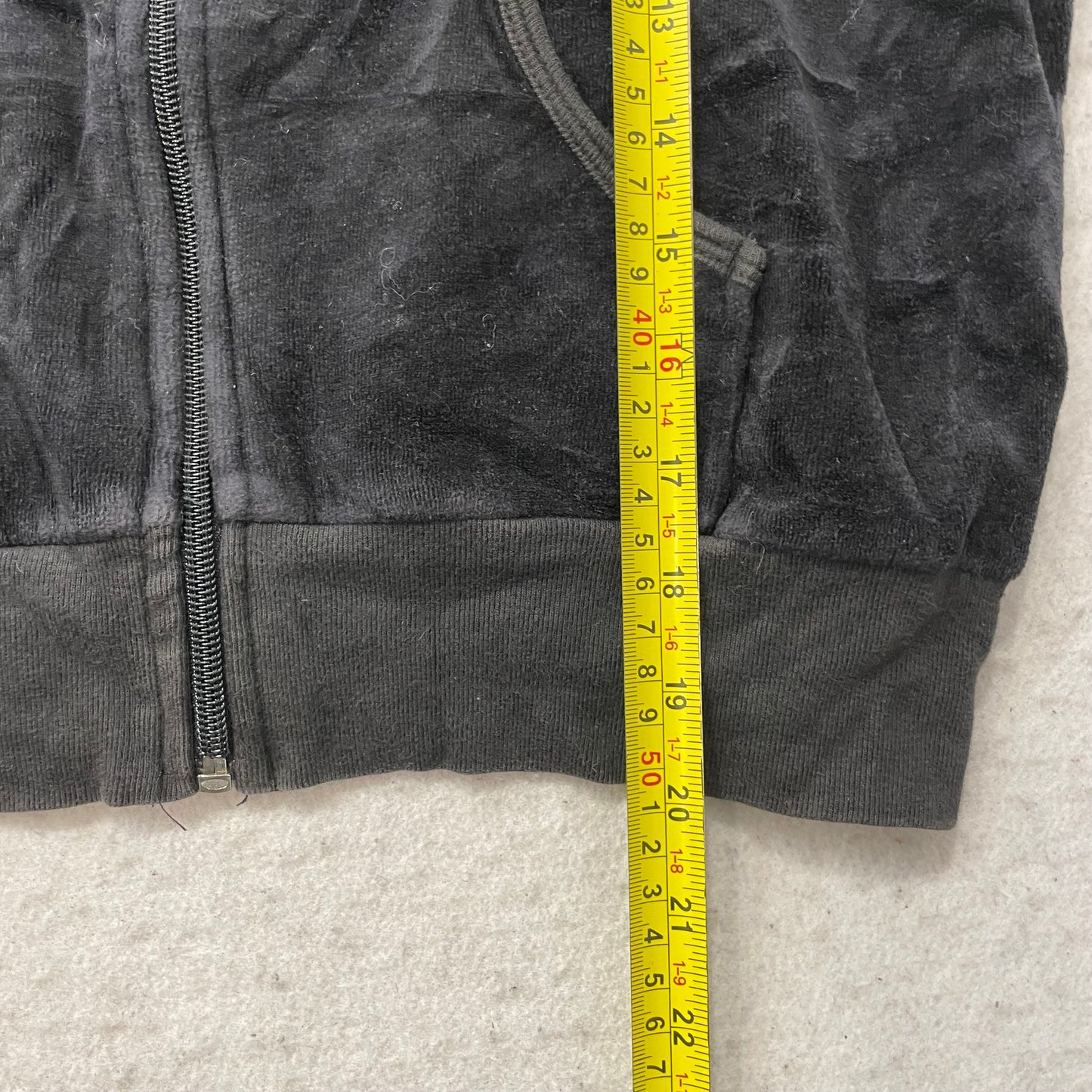 Juicy Couture Scottie Dogs Womens Black Velour Hoodie Rhinestones Graphic Size M