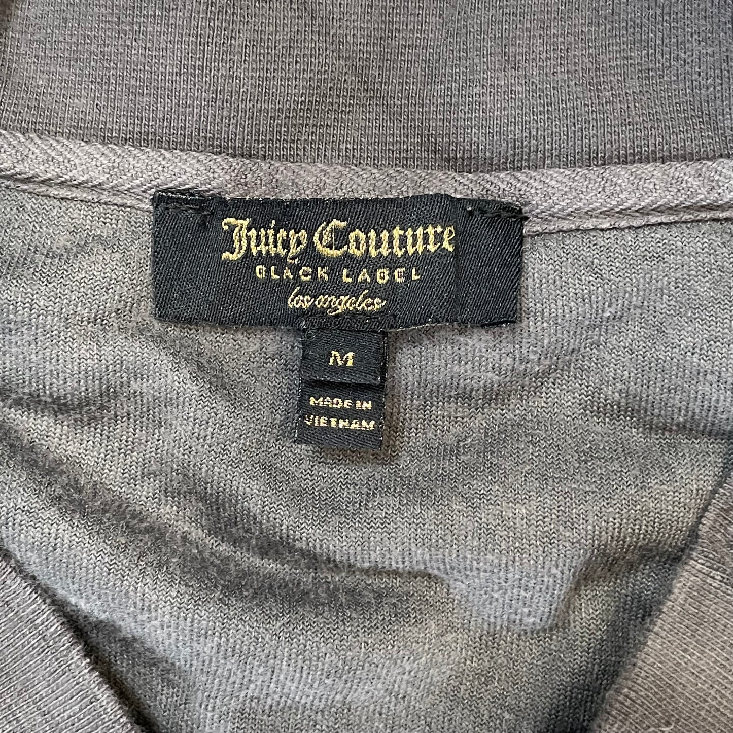 Juicy Couture Black Label Womens Charcoal Gray Velour Zip Up Track Jacket Size M