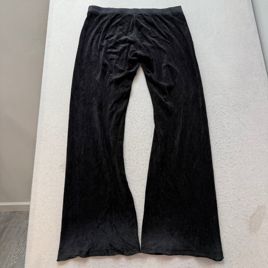 Juicy Couture Women's Black Velour Flare Track Pant Loungewear Preppy Y2K Size M