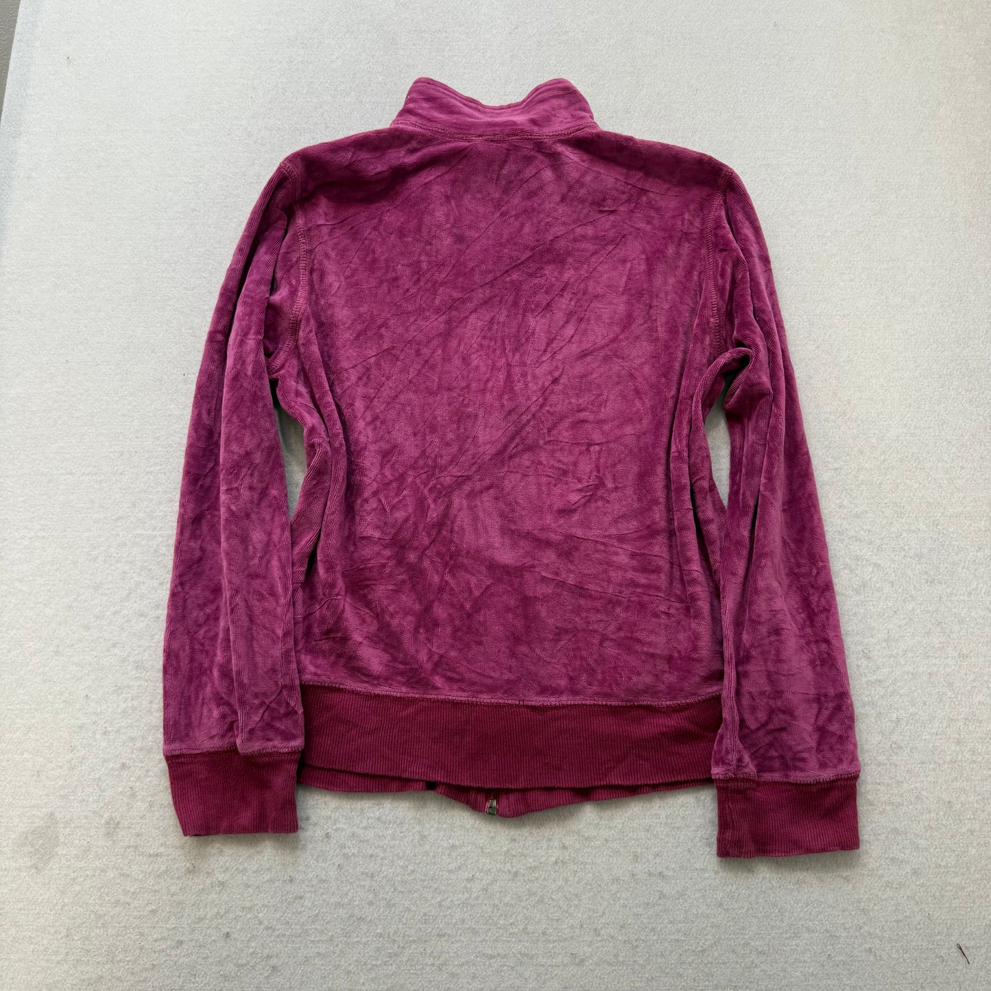 Vintage Juicy Couture Women's Dark Fuchsia Velour Zip-Up Track Jacket Y2K Size S